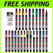 Fabric, Glass, Metal Paint Pens - 0.9-1.3mm Tip - 24 Colors