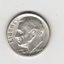 1964 D 10¢ DIME 90% SILVER TEN CENTS DENVER MINT UNITED STATES OF AMERICA USA