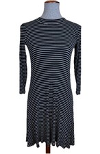 American Eagle Soft and Sexy Sz Small Dress Black Striped 3/4 Sleeve Ribbed