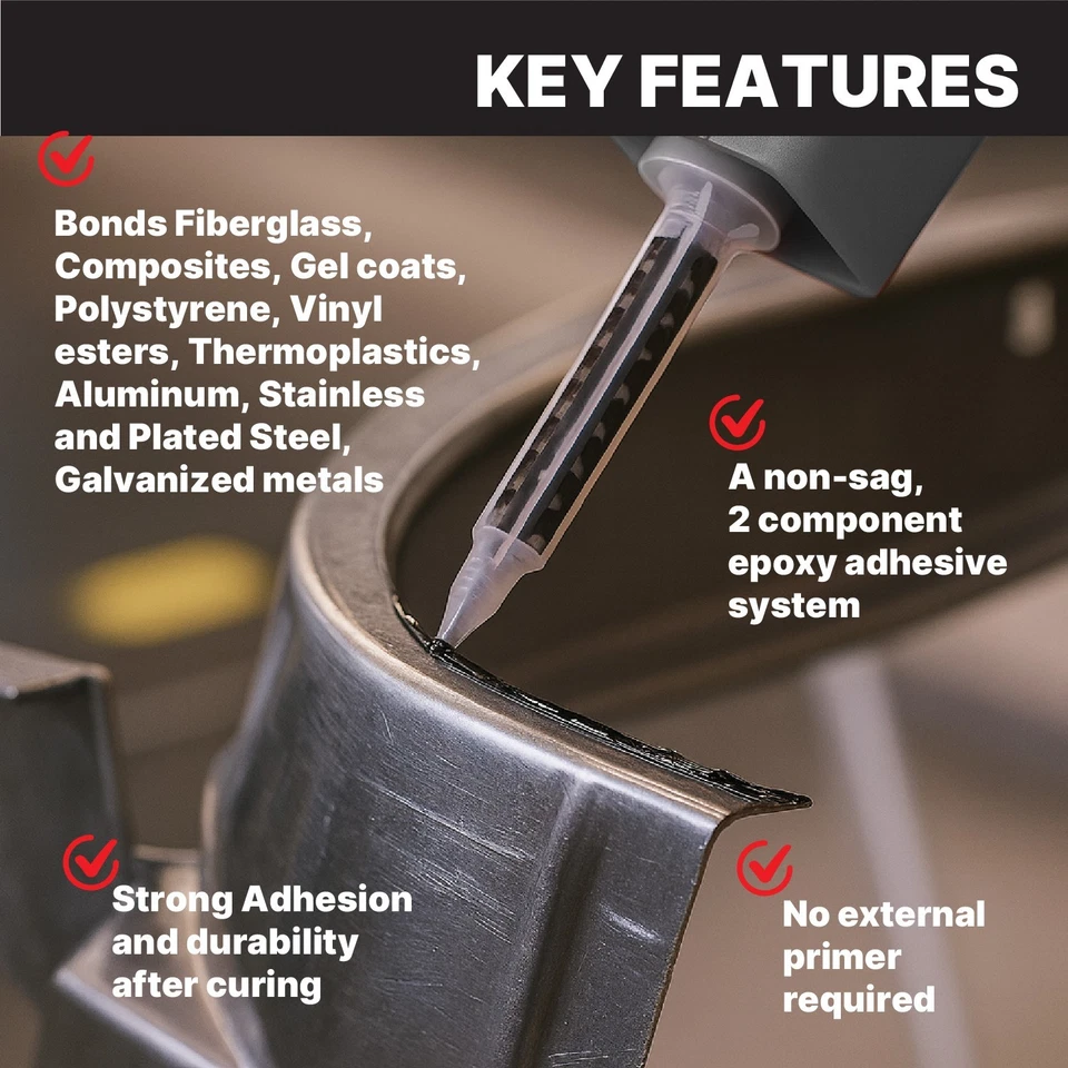 Adhesivo adhesivo adhesivo para paneles Maxi-Bond (metal) - Adhesivo epoxi 2 partes (200 ml-MB-833) Foto 3 de 4