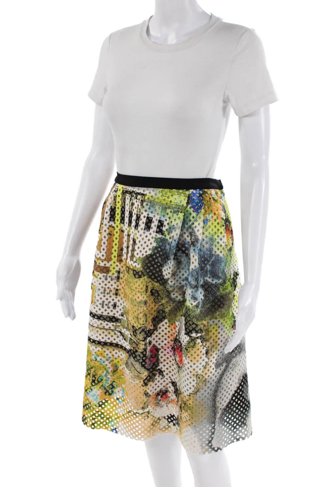 Clover Canyon Womens Printed Laser Cut Lined Knee Length Skirt Multicolor Size L - Image 2 of 4