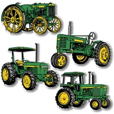 Green & Yellow Tractor Magnet Setof 4 by Classic Magnets