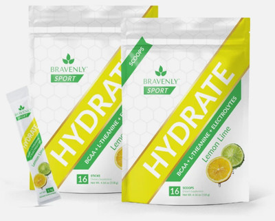 Hydrate   Lemon Lime Electrolyte Drink Mix | 16 Serving Bag or 16 Stick Packs