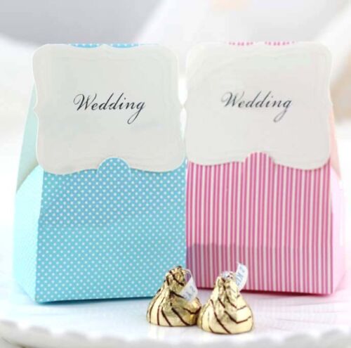 Pink/Blue Wedding/Party/Table Sweets/Candy Favour Boxes  - Picture 1 of 4