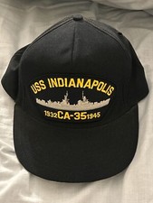 USS Indianapolis CA-35 Snapback Adjustable Hat - Eagle Crest Made In USA - Navy