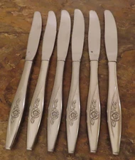 Oneida Lasting Rose Set of 6 Dinner Knives Oneidacraft Stainless Flatware Lot B