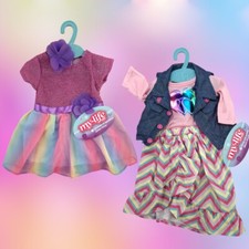 My Life As Fashion 18" Doll Dress 2 Sets NEW Lavender  Rainbow Dress, Pink Chev