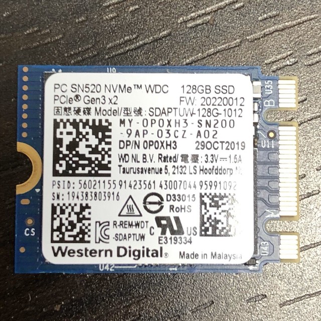 Western Digital 128GB PC SN520 PCIe NVMe M.2 2230 SSD (SDAPTUW128G