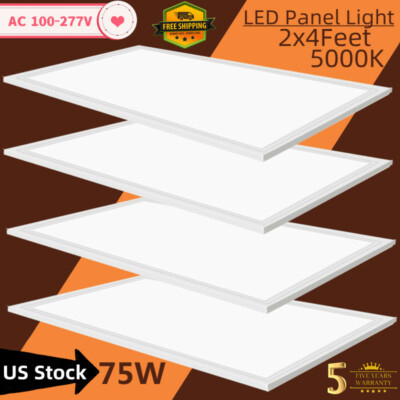 75Watt LED Flat Panel Light 2x4 FT Commercial Office Ceiling Troffer Light 8Pack