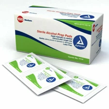2 Boxes of 100 MEDIUM #1114 Sterile Alcohol Prep Pad box wipes swabs = 200 PADS