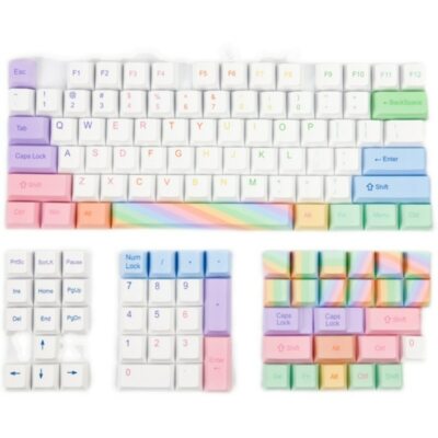 128 Keys Pastel Swirl Custom Keycap Set For Mechanical Gaming Keyboard  PC Candy