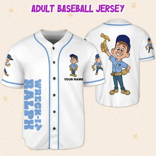 Custom Disney Wreck it Ralph Felix Simple, Custom Baseball Jersey