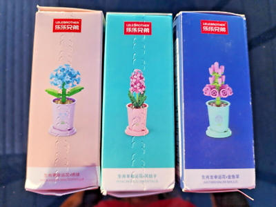 Lot of 3 Lele Brother Mini Building Blocks Hydrangea Snapdragon