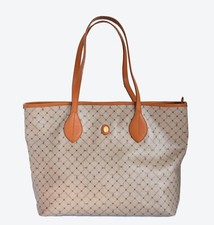 Trussardi Italy Monogram Shopping Tote Leather Shoulder Bag Handbag Purse
