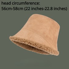 Women Thermal Fleece Lined Bucket Hat Faux Suede Outdoor Fisherman Cap Casual