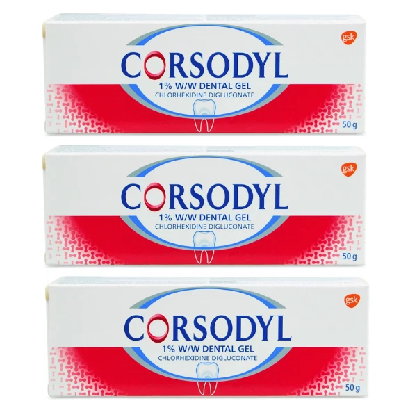 3x Corsodyl Dental Gel - 50g - For Gingivitis and Gum Problems