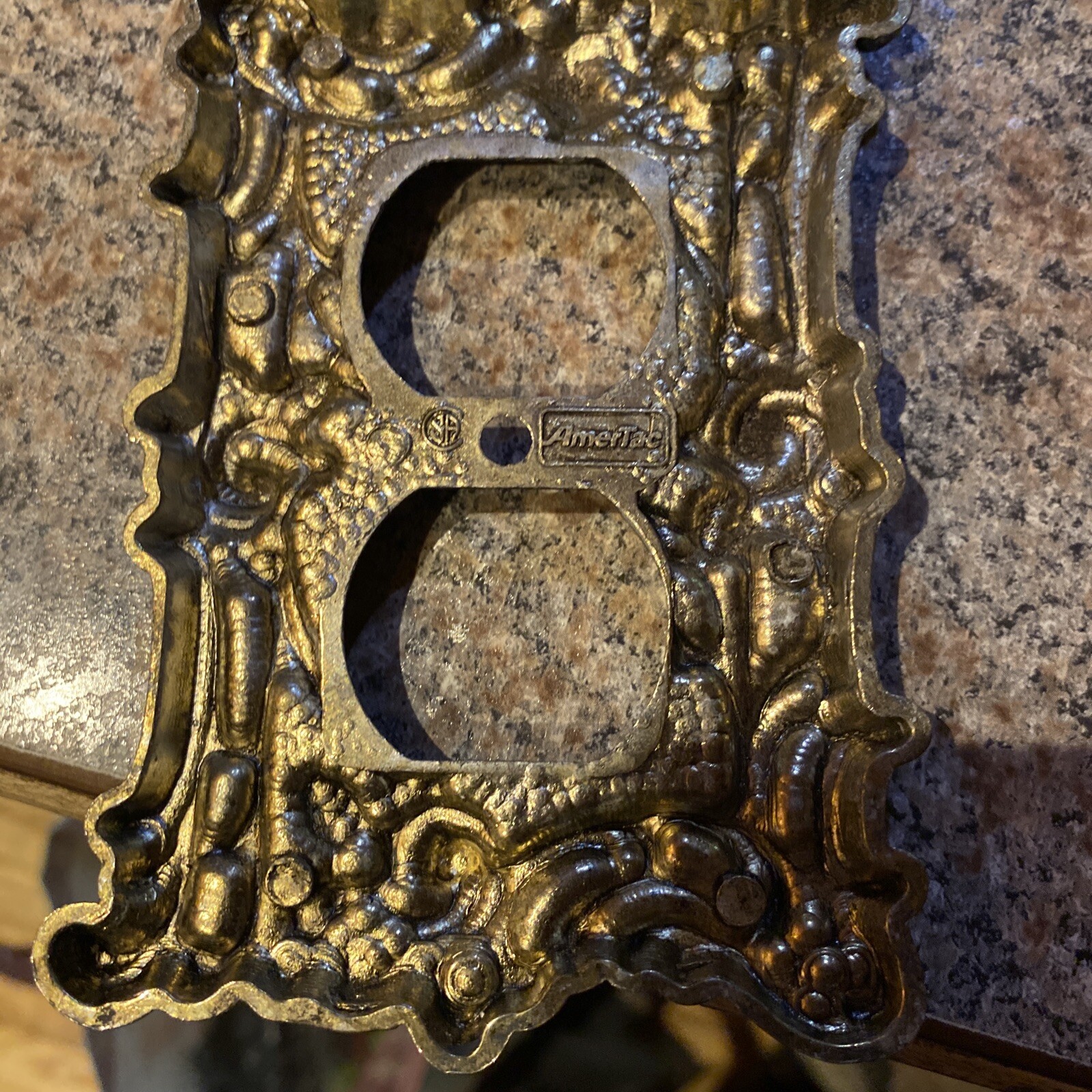 Lot of 4 Vintage Outlet Covers Rose Ornate AmerTac Matching Brushed Nickel