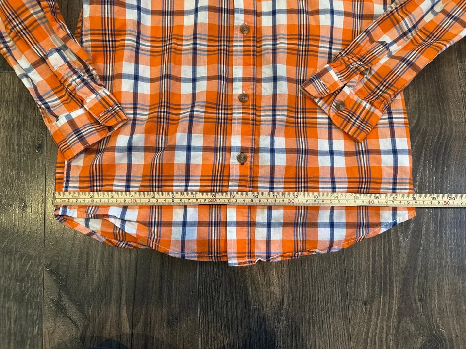 GUC Boy's The Children's Place Plaid Button Up Shirt, Orange Blue, Size: XL 14 - Image 4 of 4