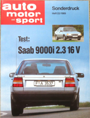 Saab 9000i 2.3 16V ams Sonderdruck Prospekt Brochure vom Heft 22/1989