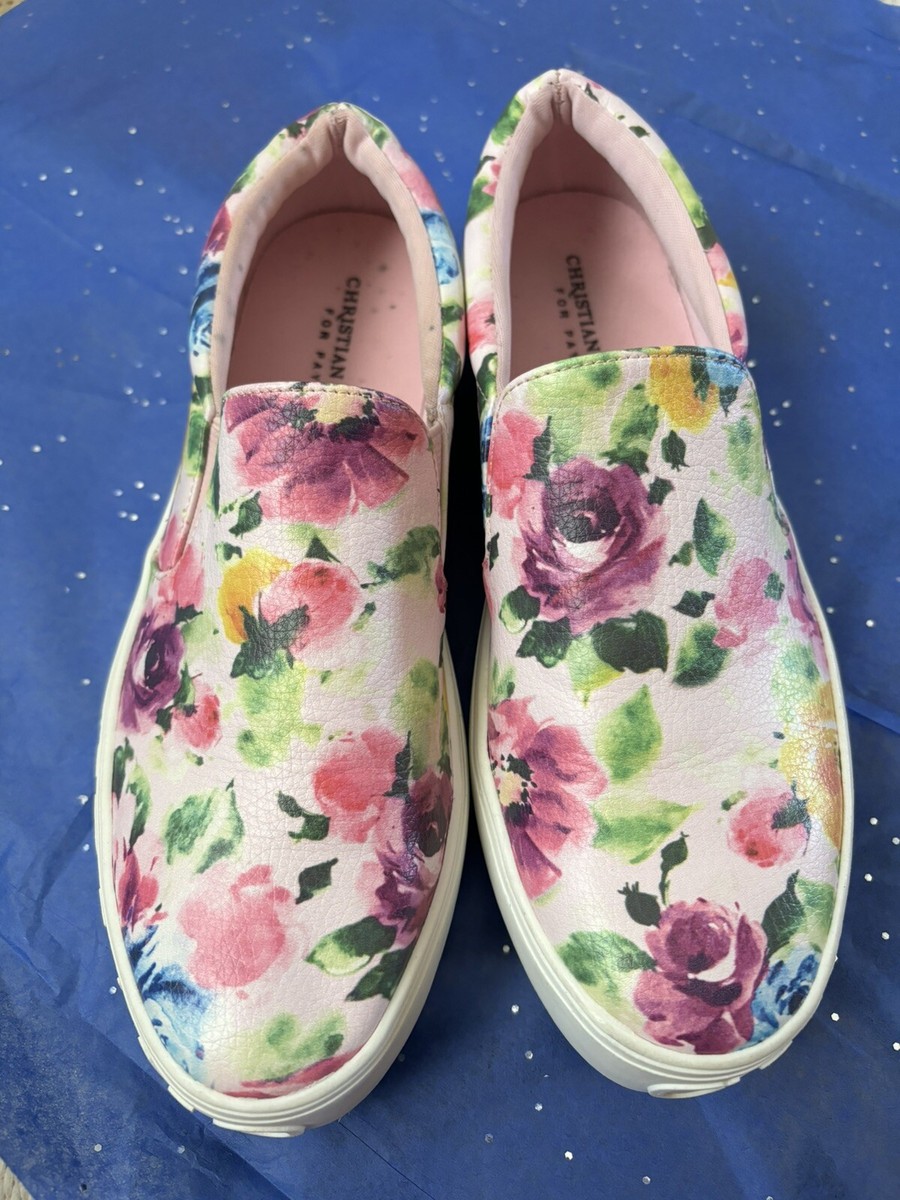 Christian Soriano Pink Floral Slip On Shoes 1/2