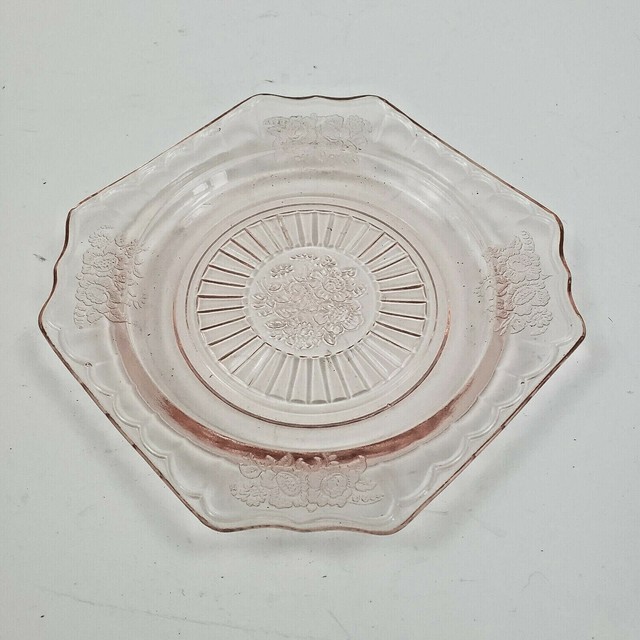 Pink Depression Glass Square Plate 5.75" eBay