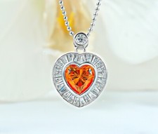 2ct Fanta Garnet Heart, 18K Gold Vermeil, Retro Lab Grown White Diamond