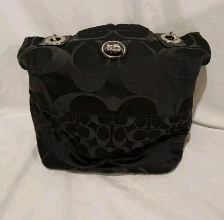 BORSA TOTE BAG COACH NERA CON ACCENTI ARGENTO GRANDE