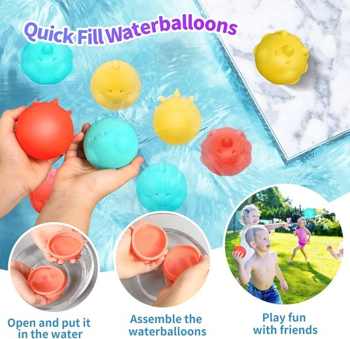 Wiederverwendbare Wasserballons, 12PCS Silikon Wasserballons Spielzeug, weich ab - Bild 4 von 8