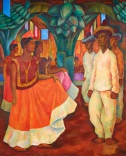 DIEGO RIVERA Mexican Art Poster or Rolled Canvas Print "Dance in Tehuantepec"