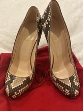 100 AUTH CHRISTIAN LOUBOUTIN beige PYTHON Platform Pumps Shoes 35 1345