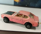 MATCHBOX CAR FORD CAPRI PINK VINTAGE 1970 OPENING BONNET 1/64