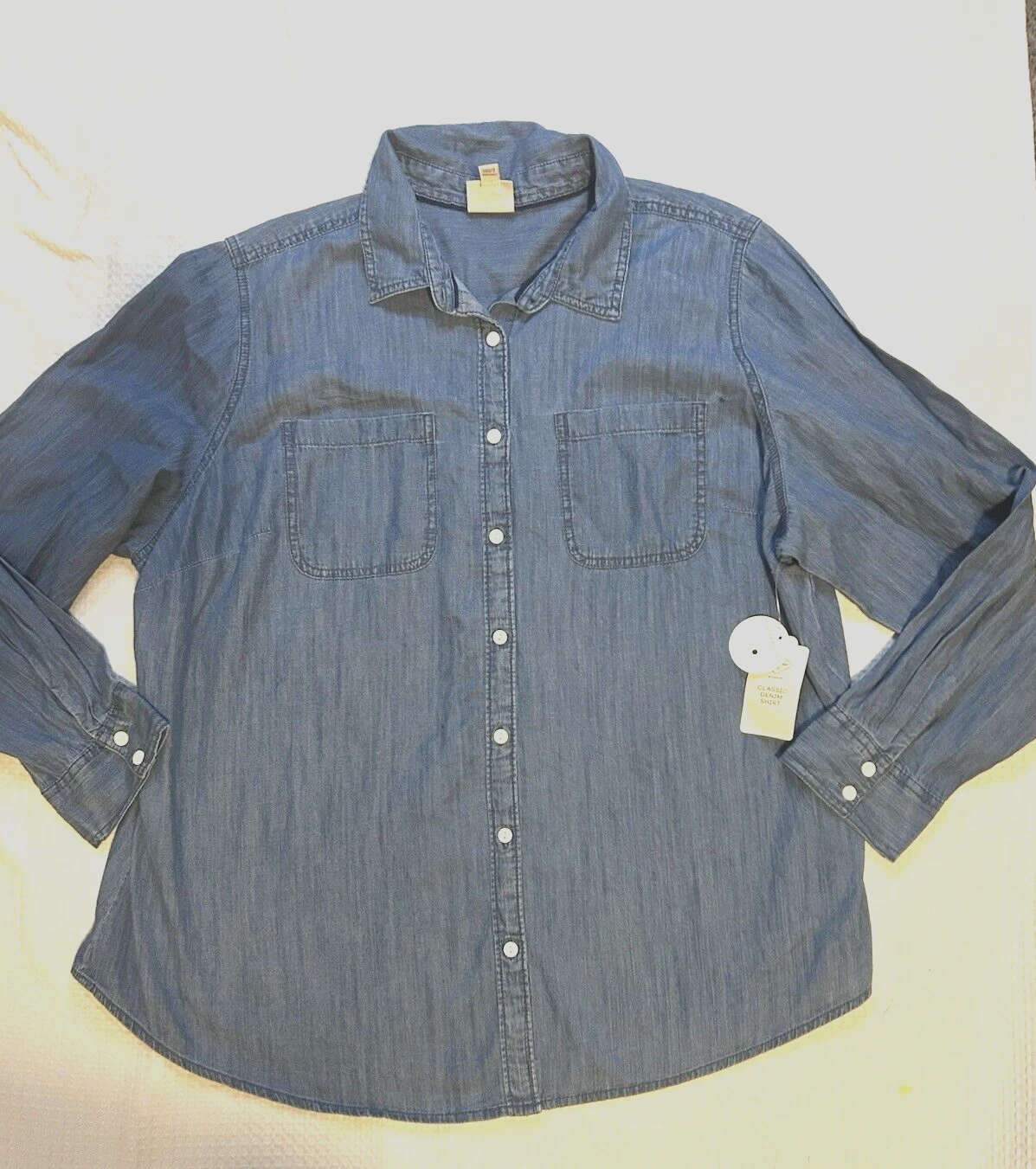 St John’s Bay - NEW - Women’s 2X Cotton Classic Denim Shirt - Blue Long Sleeved