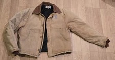 Vintage early 1990's Carhartt Men's Tan Jacket Quilt Lined-Size S/M