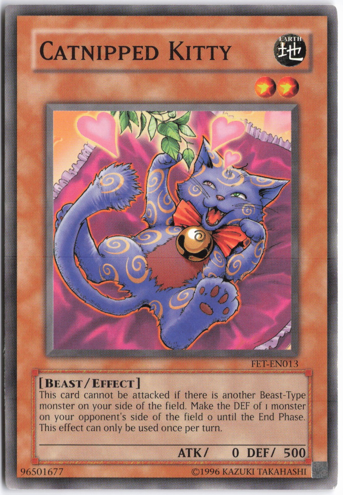 Catnipped Kitty FET-EN013 YuGiOh Flaming Eternity trading card — raw and PSA graded price guide