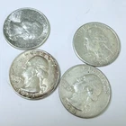 Washington Quarters, LOT OF 4 - 90% Silver 1932 - 1964, Circulated Coins #8902
