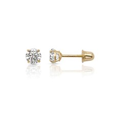 14k Yellow Gold Screw Back Stud Earrings 4mm
