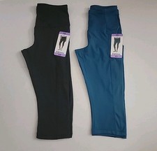 32 Degrees Women's Cropped Tight Pants 2-Pack Black/Blue Size XS NWT