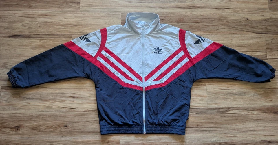 Adidas Track куртка мужская S в полоску с капюшоном ветровка ретро Streetwear Y2K стиль - Изображение 2 из 4