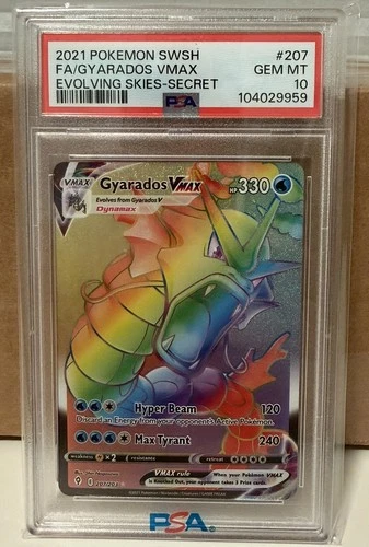 2021 POKEMON EVOLVING SKIES GYARADOS VMAX FULL ART #207 PSA 10