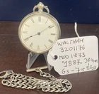 ANTIQUE SILVER WALTHAM FOB POCKET WATCH,B/HAM 1886 WORKING ORDER +ALBERT CHAIN