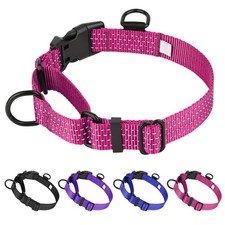 Martingale Dog Collar, No-Pull Training Collar M, Hot Pink M 13.3"-19.6"
