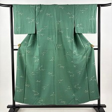 JAPANESE KIMONO FINE PATTERN GREEN 154cm 5 ft 1 in PURE SILK FF9282