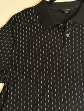 Banana Republic Luxe Touch Performance Polo Mens L Black Blue Dash Print Cotton