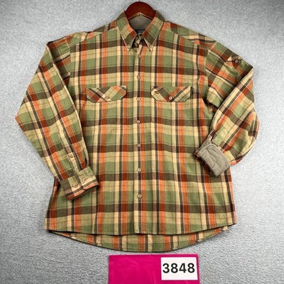 Camel Active Shirt Colorful Green Plaid Pockets Casual Button Up Long Sleeve M