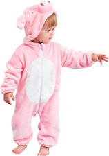 Unisex Baby Animal Costume Flannel Hooded Romper Cosplay Jumpsuit