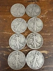 UNDER MELT 8 COINS Walking Liberty Half Dollar Lot 90% Silver Circulated