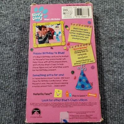 Blue's Clues Blue's Birthday VHS 1998 Nick Jr Video Orange Tape
