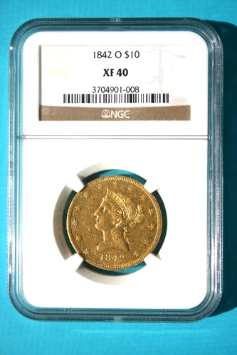 An 1842o $10 Liberty Eagle Gold Coin, NGC Certfied XF40.