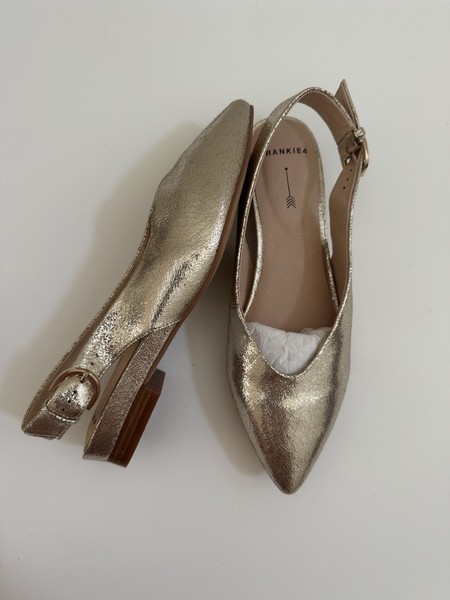 Frankie 4 Luna Gold Shoes Size 7 Sling Back Flats Slip On Comfort Shoes Leather
