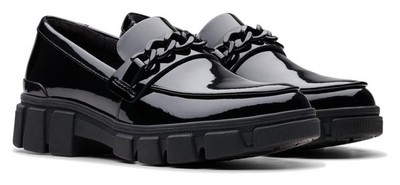 Clarks Jugend Mädchen EVYN WALK Y Schwarz Lackleder Schulschuhe